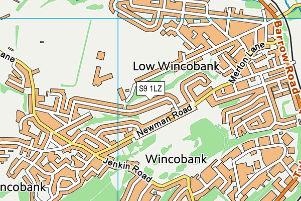 S9 1LZ map - OS VectorMap District (Ordnance Survey)