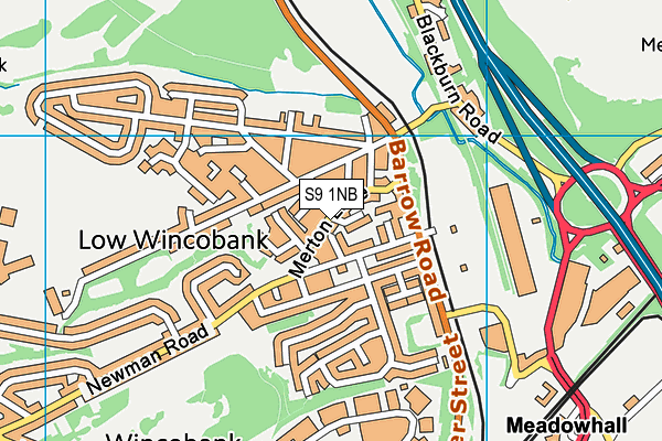 S9 1NB map - OS VectorMap District (Ordnance Survey)