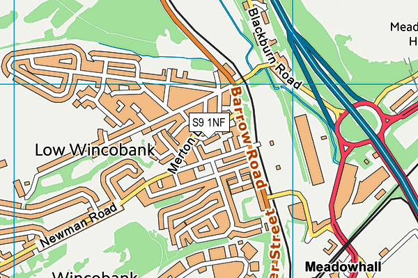 S9 1NF map - OS VectorMap District (Ordnance Survey)