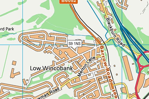 S9 1NS map - OS VectorMap District (Ordnance Survey)