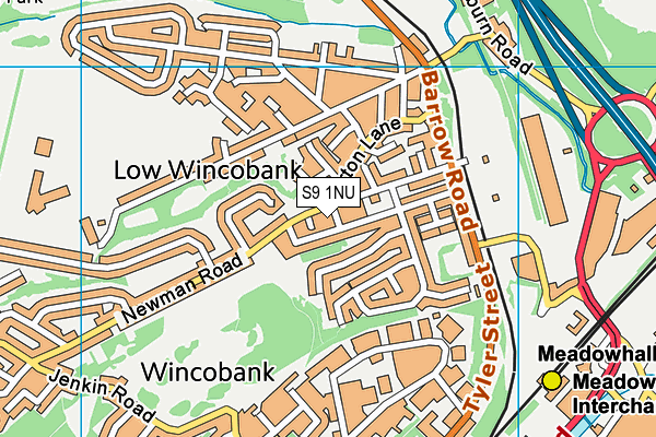 S9 1NU map - OS VectorMap District (Ordnance Survey)