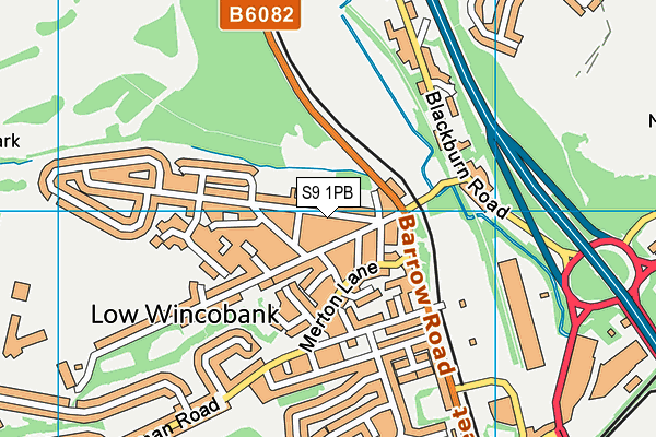 S9 1PB map - OS VectorMap District (Ordnance Survey)