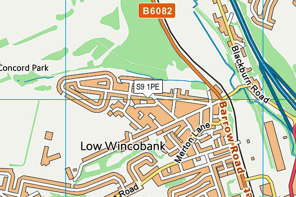 S9 1PE map - OS VectorMap District (Ordnance Survey)