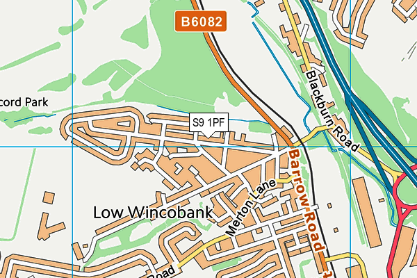 S9 1PF map - OS VectorMap District (Ordnance Survey)