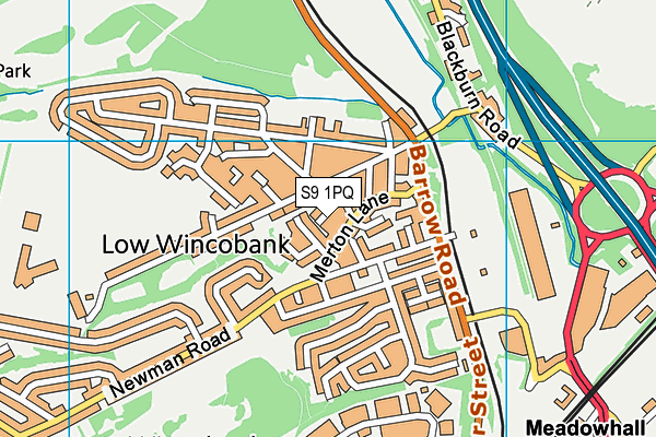 S9 1PQ map - OS VectorMap District (Ordnance Survey)