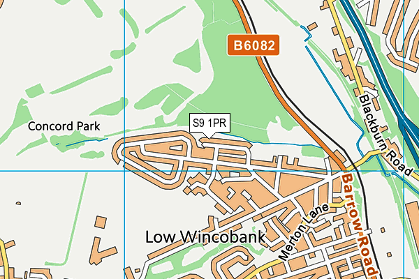 S9 1PR map - OS VectorMap District (Ordnance Survey)