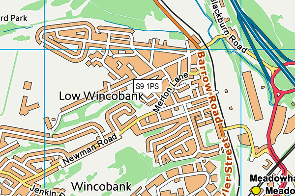 S9 1PS map - OS VectorMap District (Ordnance Survey)