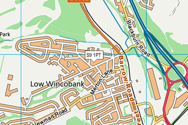 S9 1PT map - OS VectorMap District (Ordnance Survey)