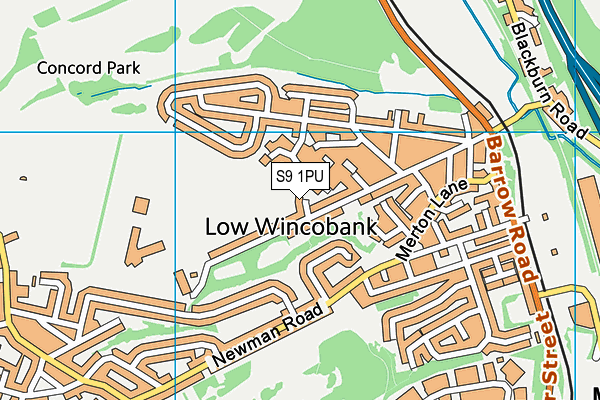 S9 1PU map - OS VectorMap District (Ordnance Survey)