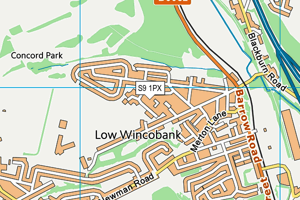 S9 1PX map - OS VectorMap District (Ordnance Survey)