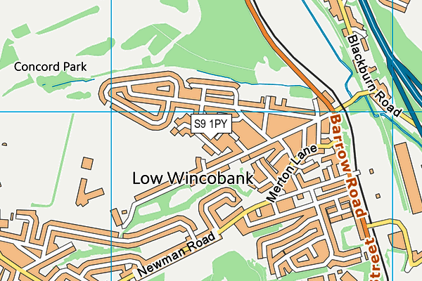 S9 1PY map - OS VectorMap District (Ordnance Survey)