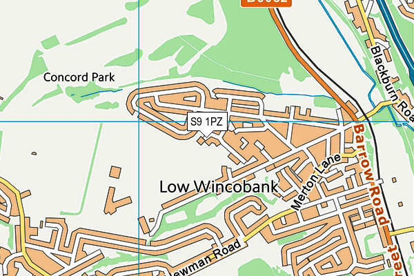 S9 1PZ map - OS VectorMap District (Ordnance Survey)