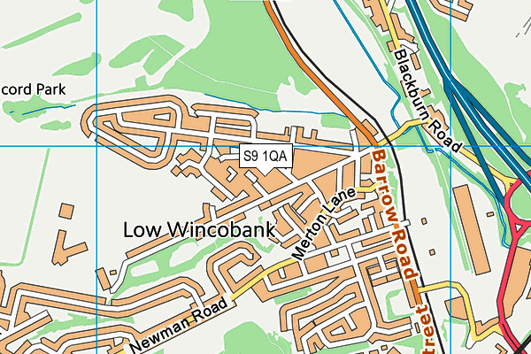 S9 1QA map - OS VectorMap District (Ordnance Survey)