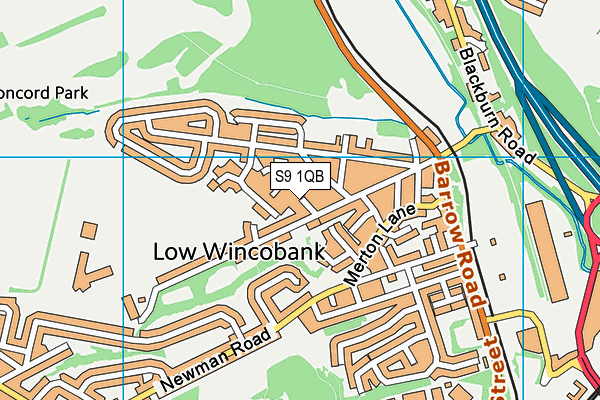 S9 1QB map - OS VectorMap District (Ordnance Survey)