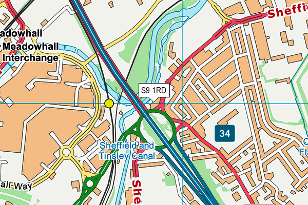 S9 1RD map - OS VectorMap District (Ordnance Survey)
