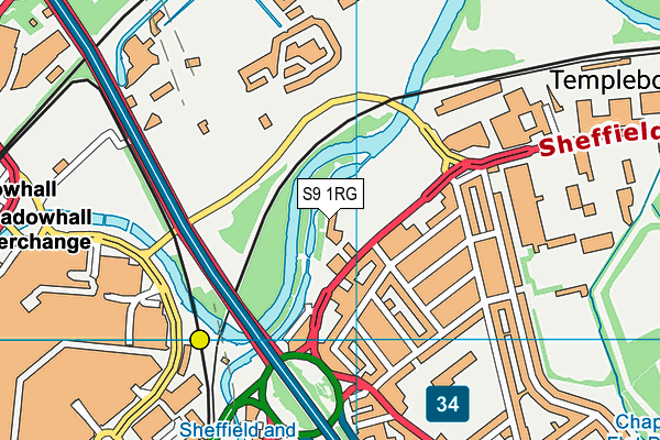 S9 1RG map - OS VectorMap District (Ordnance Survey)