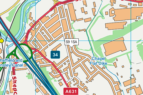 S9 1SA map - OS VectorMap District (Ordnance Survey)