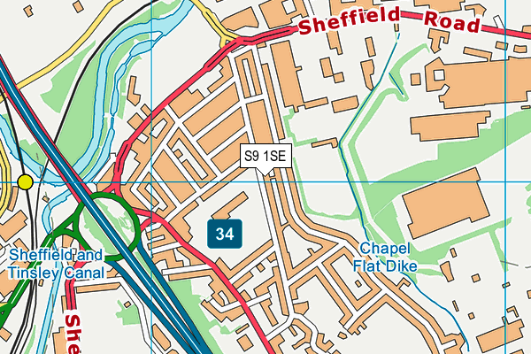 S9 1SE map - OS VectorMap District (Ordnance Survey)