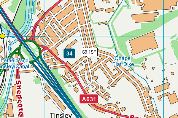 S9 1SF map - OS VectorMap District (Ordnance Survey)