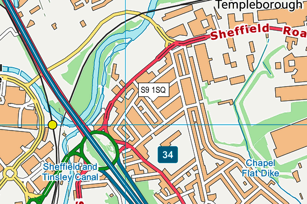 S9 1SQ map - OS VectorMap District (Ordnance Survey)