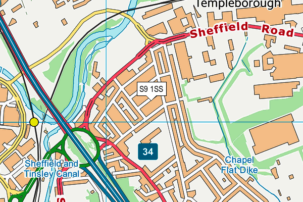 S9 1SS map - OS VectorMap District (Ordnance Survey)