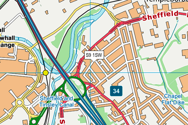 S9 1SW map - OS VectorMap District (Ordnance Survey)