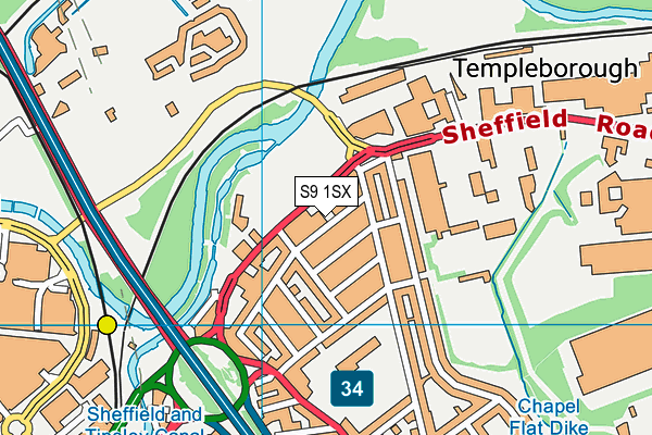 S9 1SX map - OS VectorMap District (Ordnance Survey)