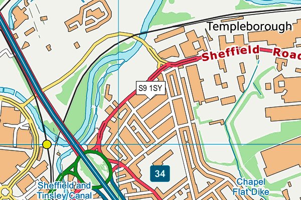 S9 1SY map - OS VectorMap District (Ordnance Survey)