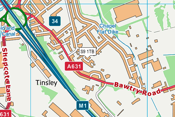 S9 1TB map - OS VectorMap District (Ordnance Survey)