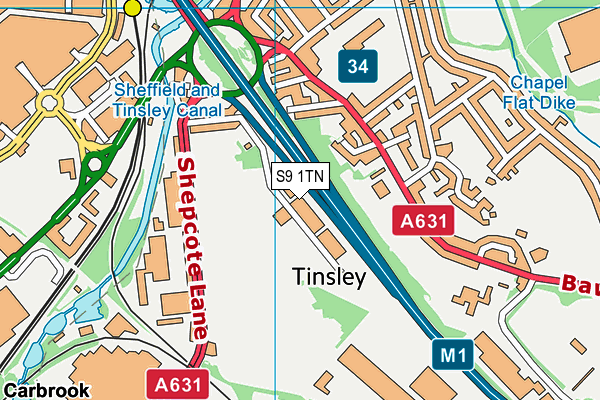 S9 1TN map - OS VectorMap District (Ordnance Survey)