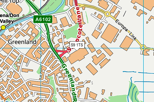 S9 1TS map - OS VectorMap District (Ordnance Survey)