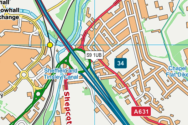 S9 1UB map - OS VectorMap District (Ordnance Survey)