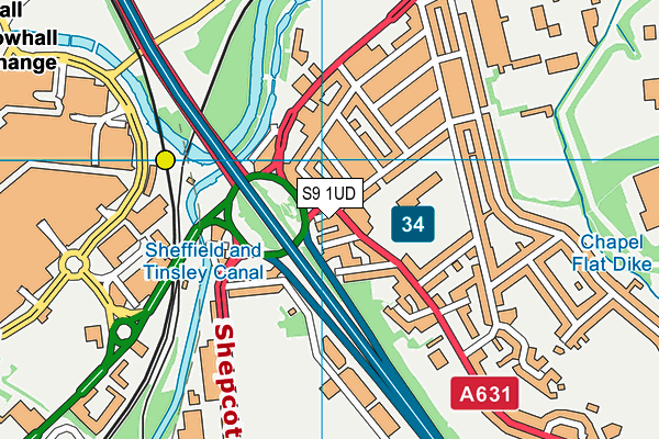 S9 1UD map - OS VectorMap District (Ordnance Survey)