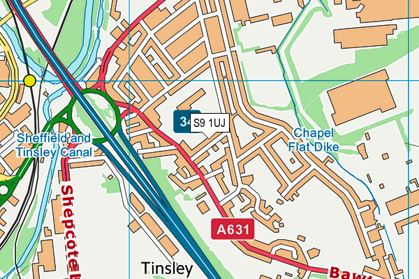 S9 1UJ map - OS VectorMap District (Ordnance Survey)