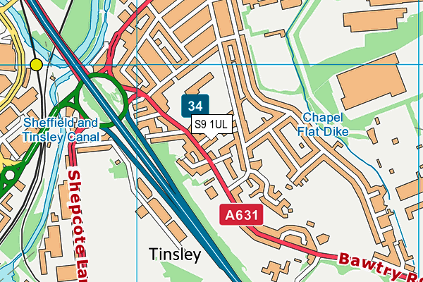 S9 1UL map - OS VectorMap District (Ordnance Survey)