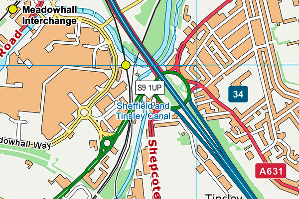 S9 1UP map - OS VectorMap District (Ordnance Survey)