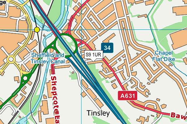 S9 1UR map - OS VectorMap District (Ordnance Survey)