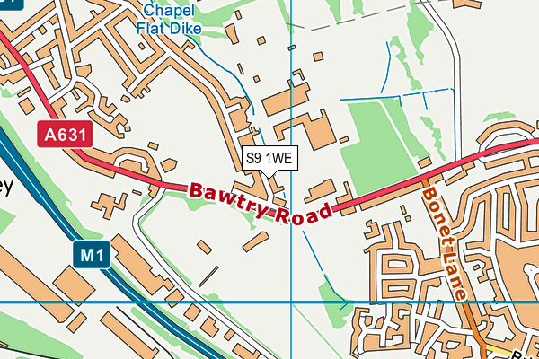 S9 1WE map - OS VectorMap District (Ordnance Survey)