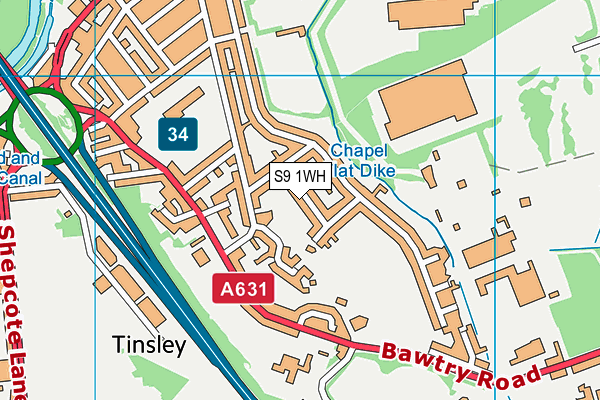 S9 1WH map - OS VectorMap District (Ordnance Survey)