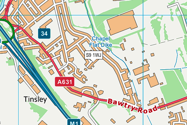 S9 1WJ map - OS VectorMap District (Ordnance Survey)