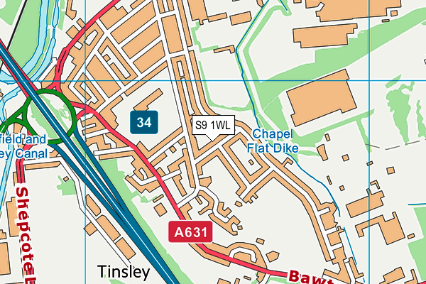 S9 1WL map - OS VectorMap District (Ordnance Survey)