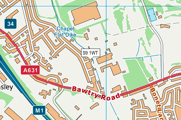 S9 1WT map - OS VectorMap District (Ordnance Survey)