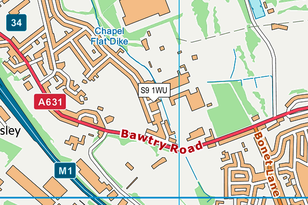 S9 1WU map - OS VectorMap District (Ordnance Survey)