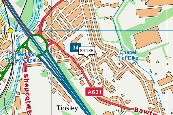 S9 1XF map - OS VectorMap District (Ordnance Survey)