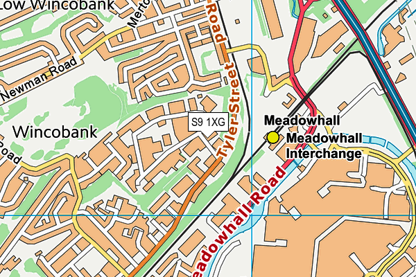 S9 1XG map - OS VectorMap District (Ordnance Survey)