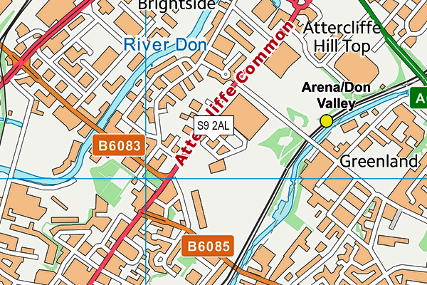 S9 2AL map - OS VectorMap District (Ordnance Survey)