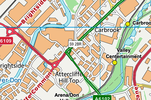 S9 2BR map - OS VectorMap District (Ordnance Survey)