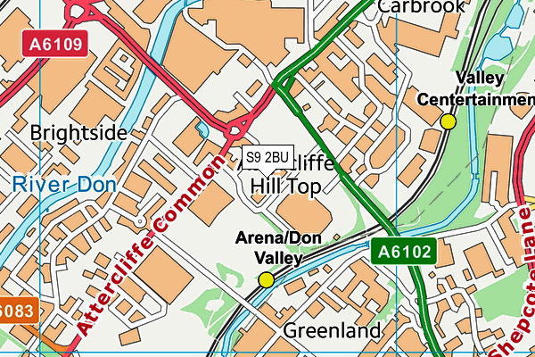 S9 2BU map - OS VectorMap District (Ordnance Survey)