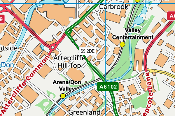 S9 2DE map - OS VectorMap District (Ordnance Survey)