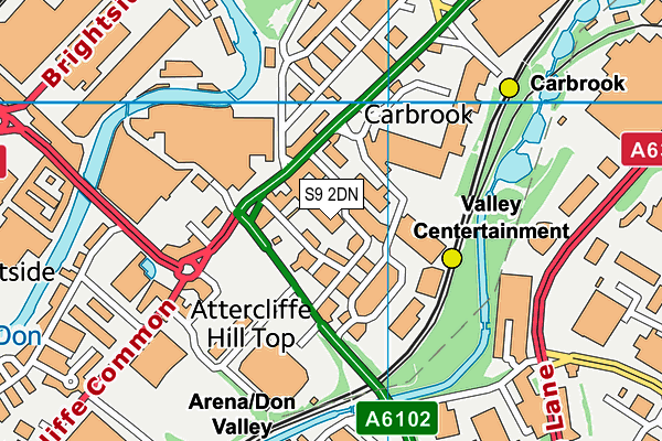 S9 2DN map - OS VectorMap District (Ordnance Survey)